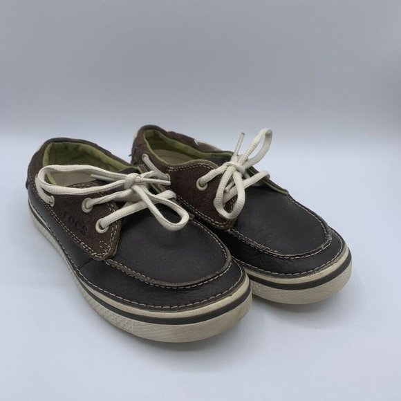 Crocs Shoes | Crocs Kids Brown Hover Boat Shoes Size J2 Casual | Color: Brown | Size: 2bb | Take2treasure's Closet